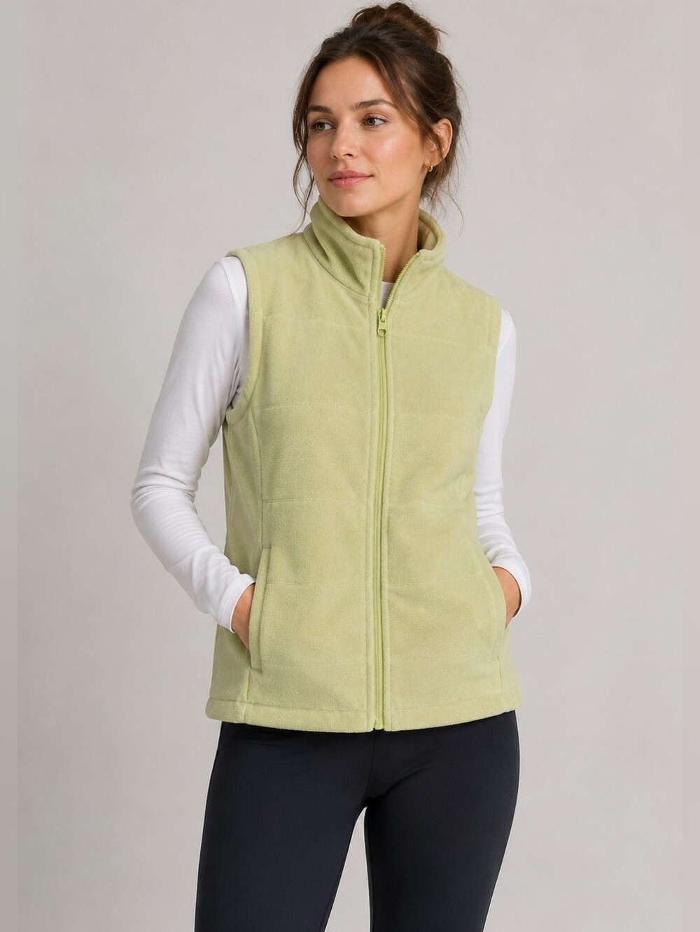 Lands' End Light Green Fleece Vest